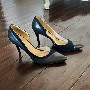 Navy Blue Leather Nine West Pumps Women’s Size 8.5